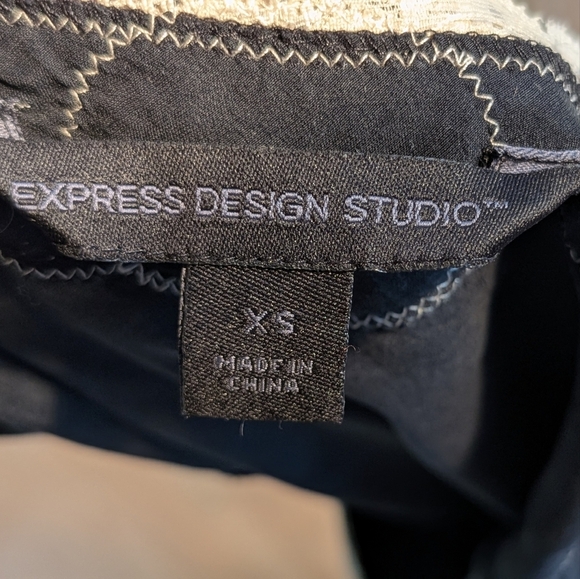 Express Design Studio Silk Blend Lace Cami Tank Top Black Cream Vtg Y2K XS - Picture 2 of 8